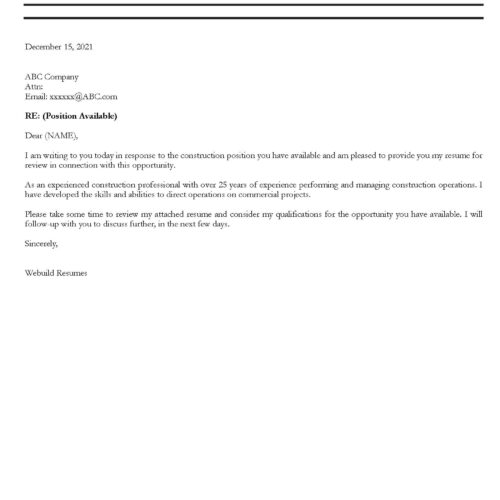 A La Carte Cover Letter