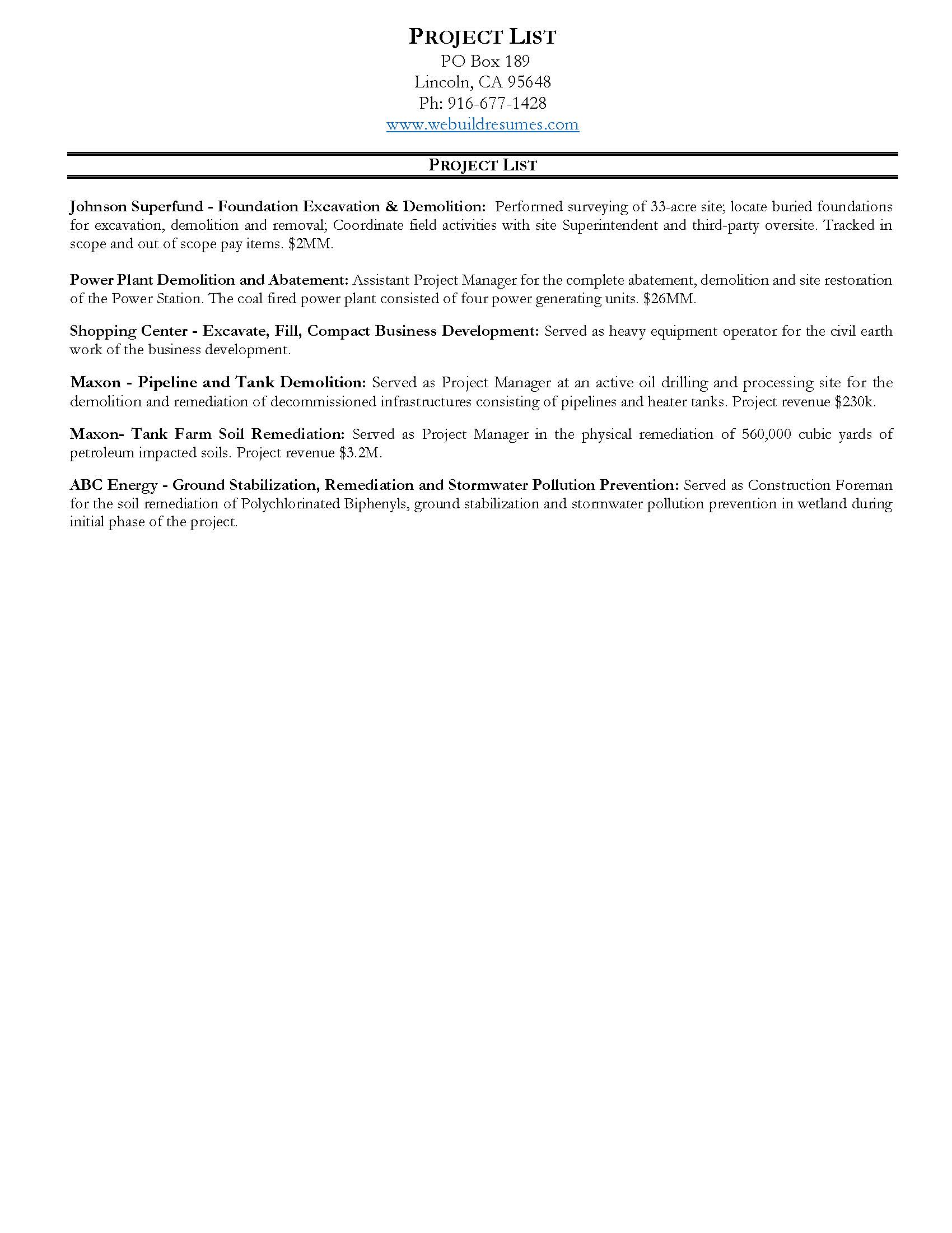 Project List Writing Package